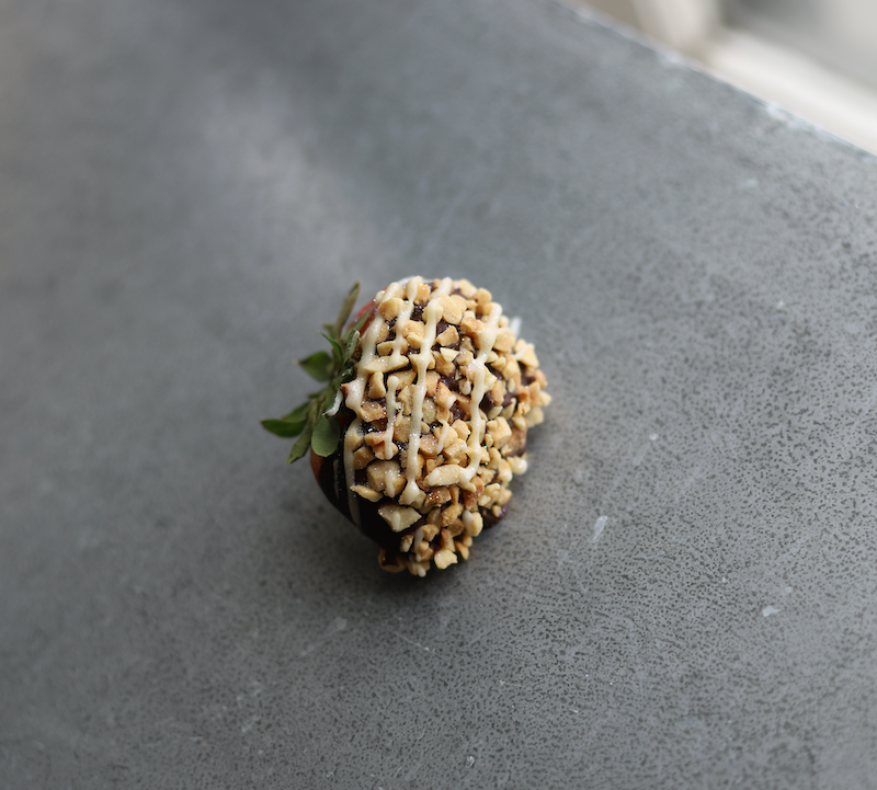 Semi-Sweet Chocolate covered Strawberry with Peanuts