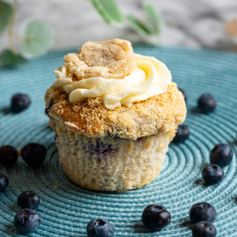 Blueberry Muffin with Cream Cheese Frosting