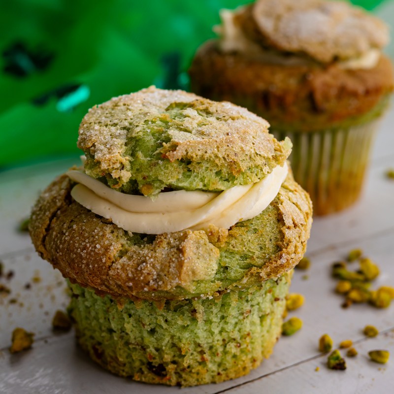 Pistachio Muffin with Cream Cheese Frosting
