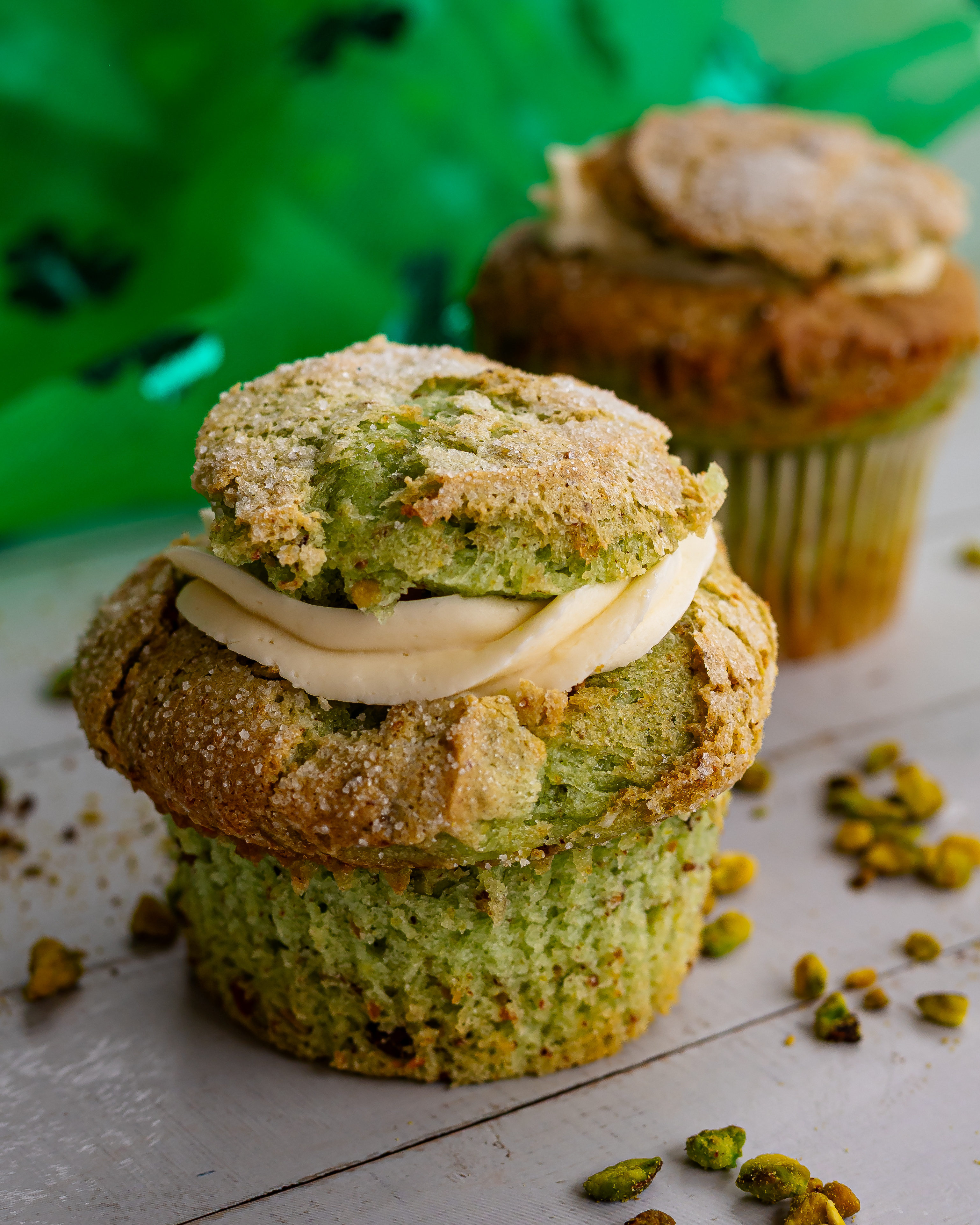 Pistachio Muffin with Cream Cheese Frosting