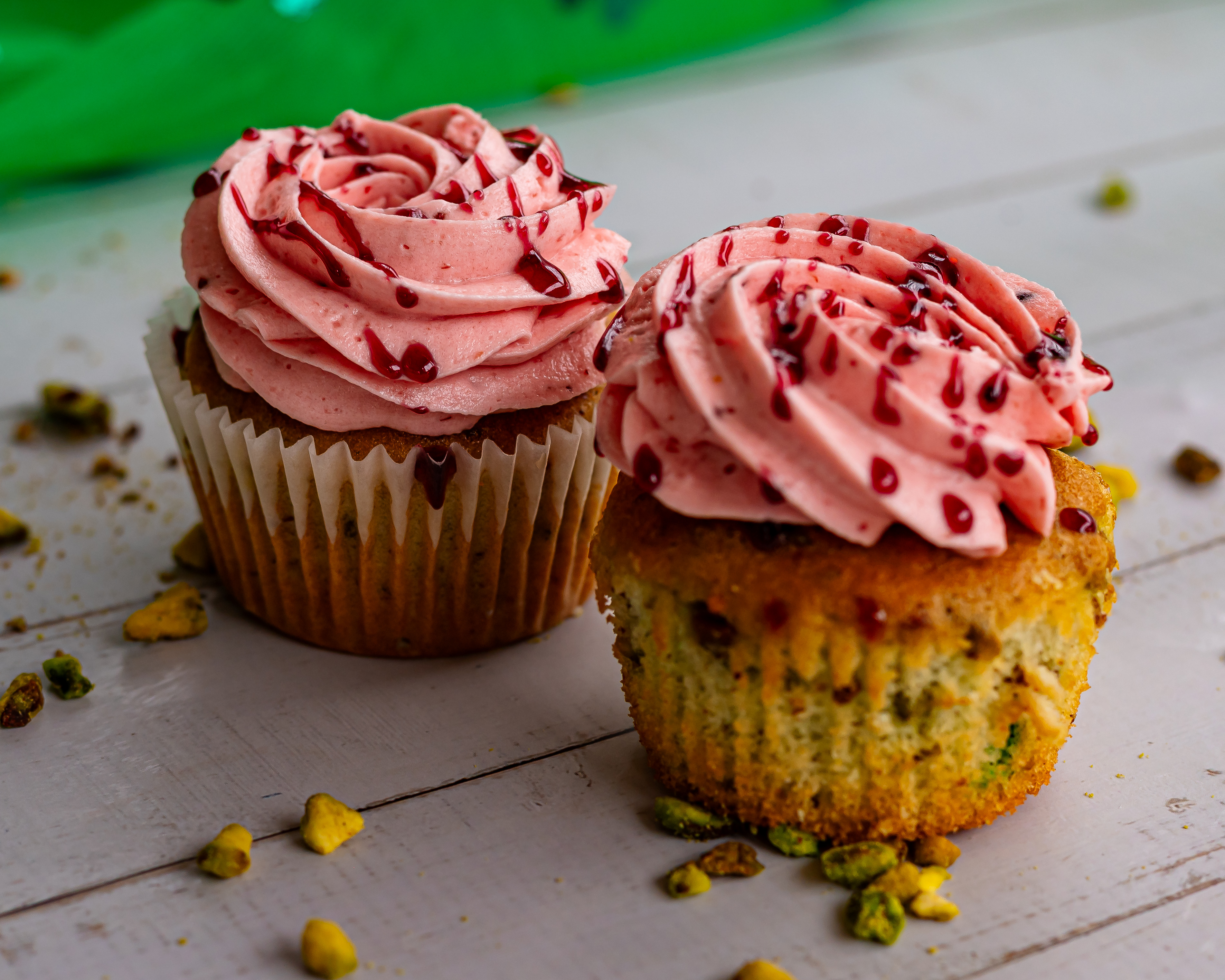 Raspberry Pistachio Cupcake