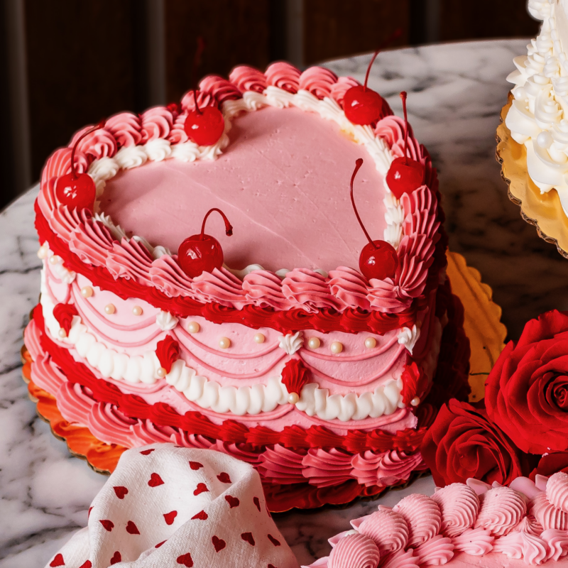 Pink & Red Heart Cake