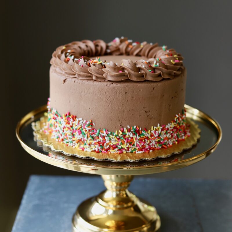 Classic Yellow Cake with a Light Chocolate Icing