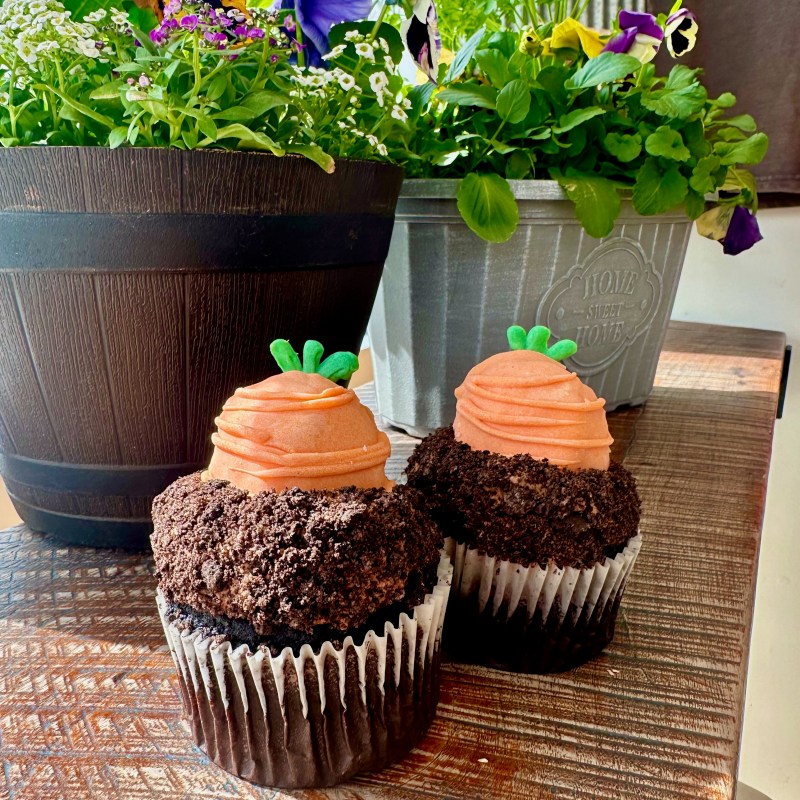 "Carrot" Patch Chocolate Peanut Butter Cupcake