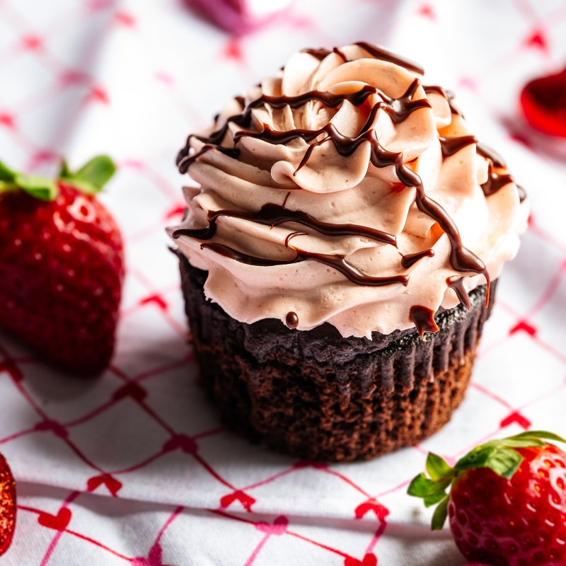 Gluten Free Chocolate Cupcake with Strawberry Icing